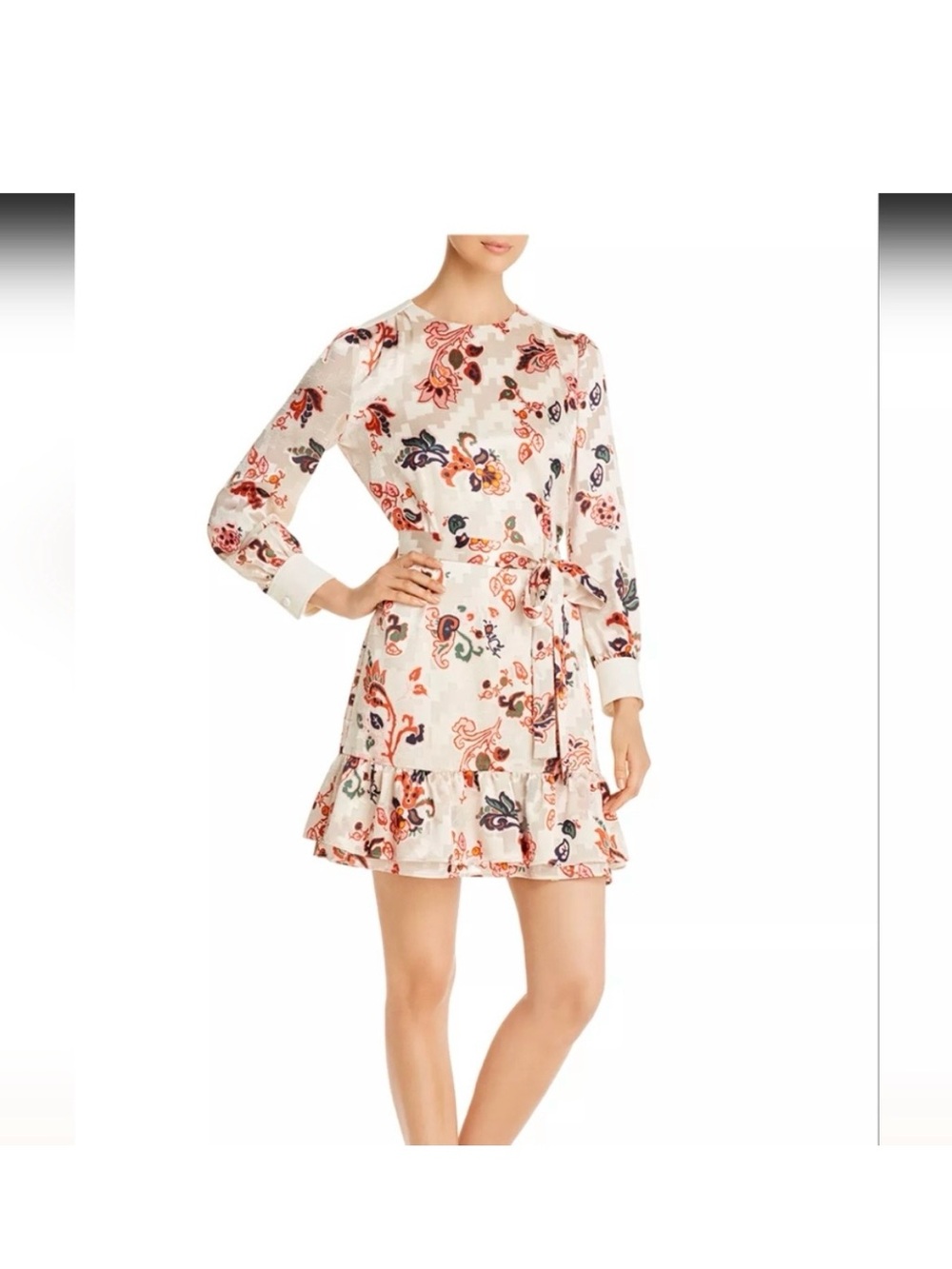 TORY BURCH SILK BURNOUT SHIFT DRESS IN IVORY MOUNTAIN PAISLEY